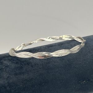 Vintage 925 Sterling Silver Braided Herringbone Chain Bracelet 7” ITALY